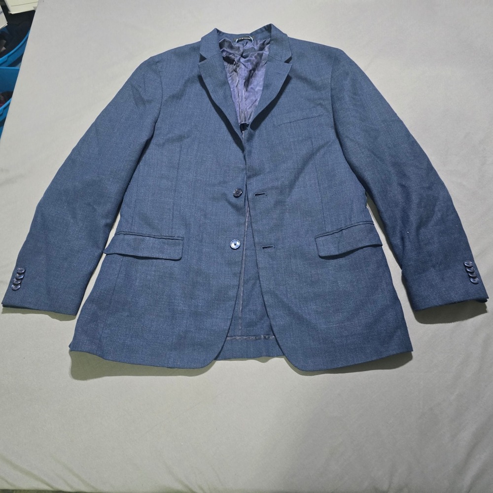 Tommy Hilfiger Blazer Mens 40R Blue Wool Blend Two Button Sport Coat Jacket